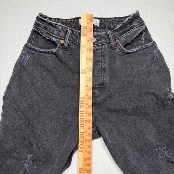 Abercrombie & Fitch Dad High Rise Curve Love Jeans Women’s 27/4S Black Straight - Picture 9 of 11